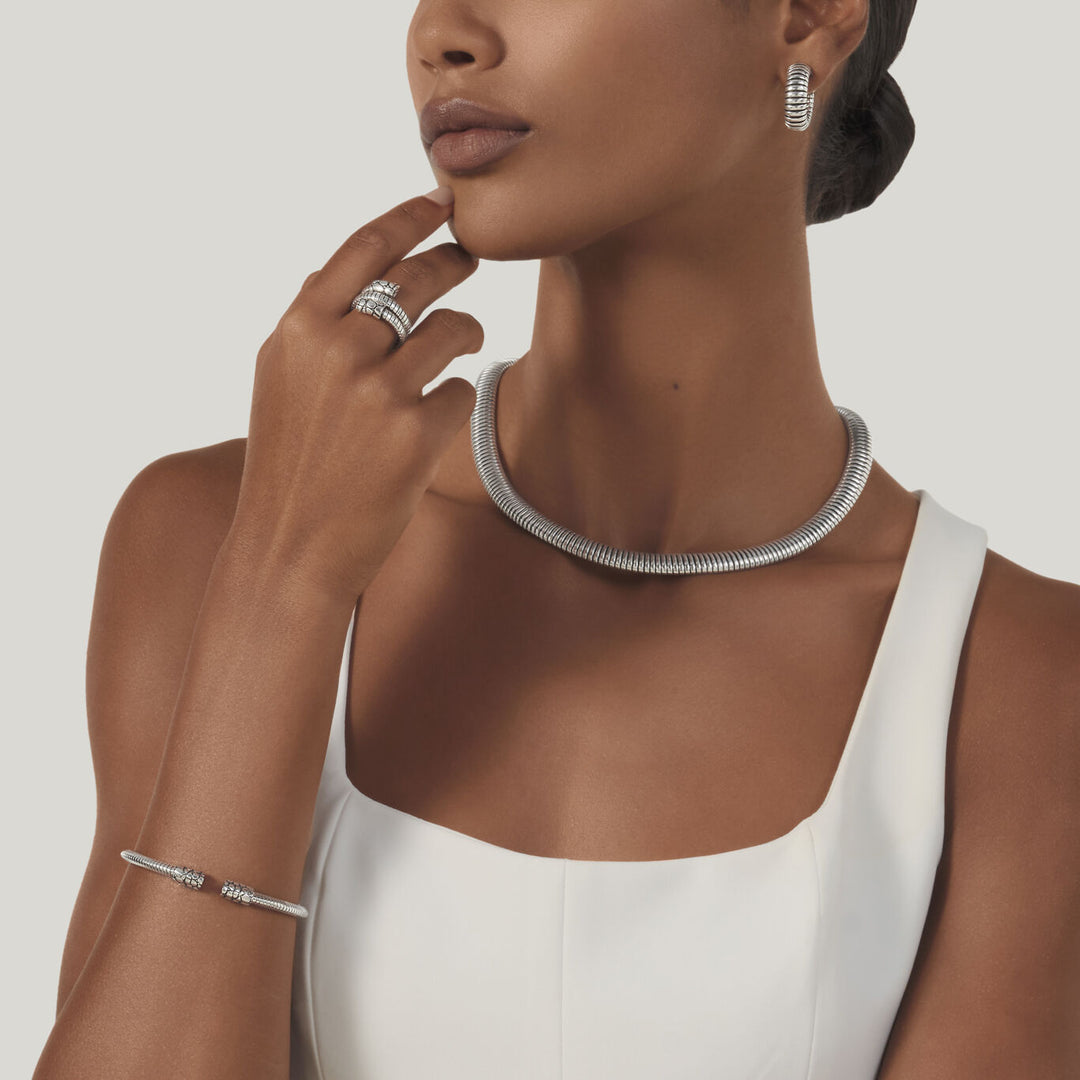 Giovanni Raspini podwójny pierścionek z rurką krokodylową 925 Srebrny pierścionek 12536