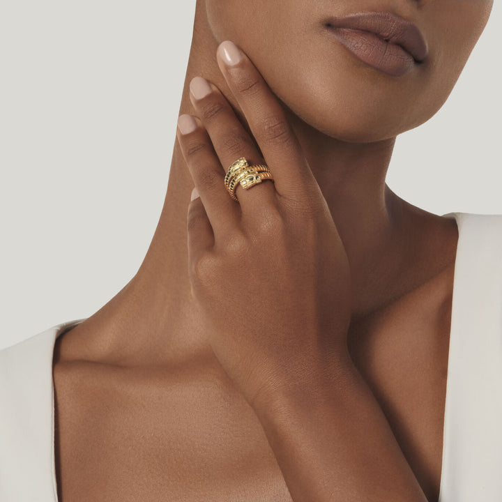 Giovanni Raspini Anel duplo croco tubegas Anel banhado a ouro 18 kt em prata 925 12544