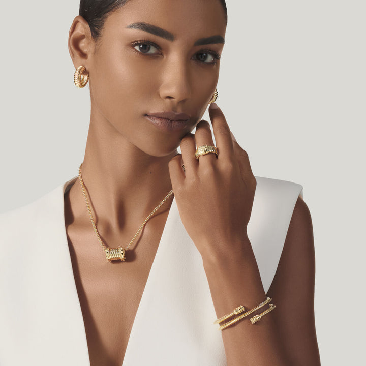 Giovanni Raspini small double croco tubegas bracelet 18 kt gold plated 925 silver bracelet 12546