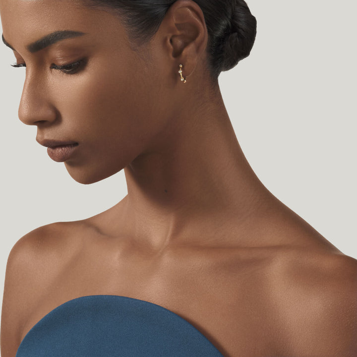 Giovanni Raspini małe złote kolczyki satelity Kolczyki ze srebra 925 pozłacanego 18-karatowym złotem i cyrkoniami 12557