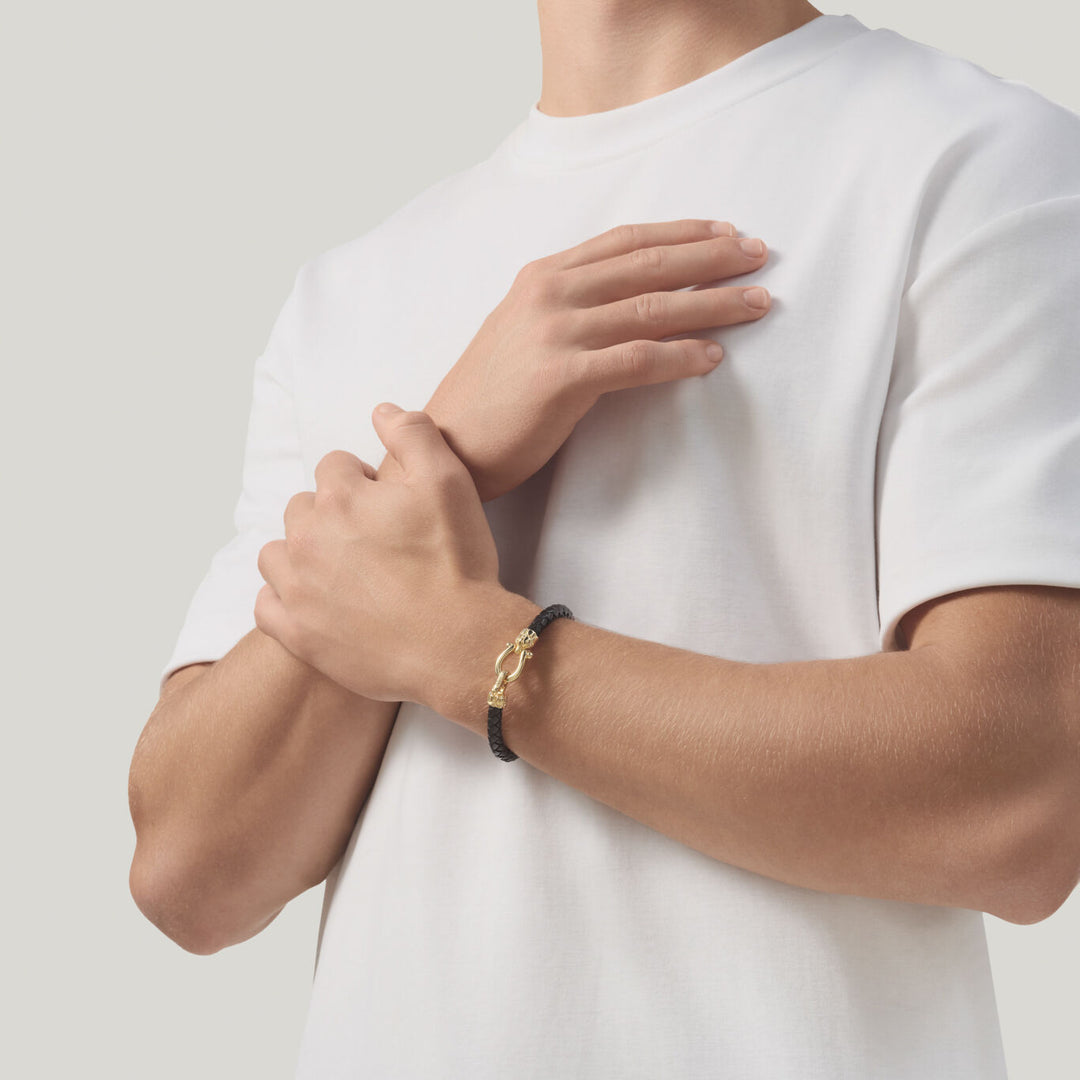 Giovanni Raspini bransoletka ze skóry krokodyla 18-karatowe złoto platerowane 925 srebro i skórzana bransoletka 12569