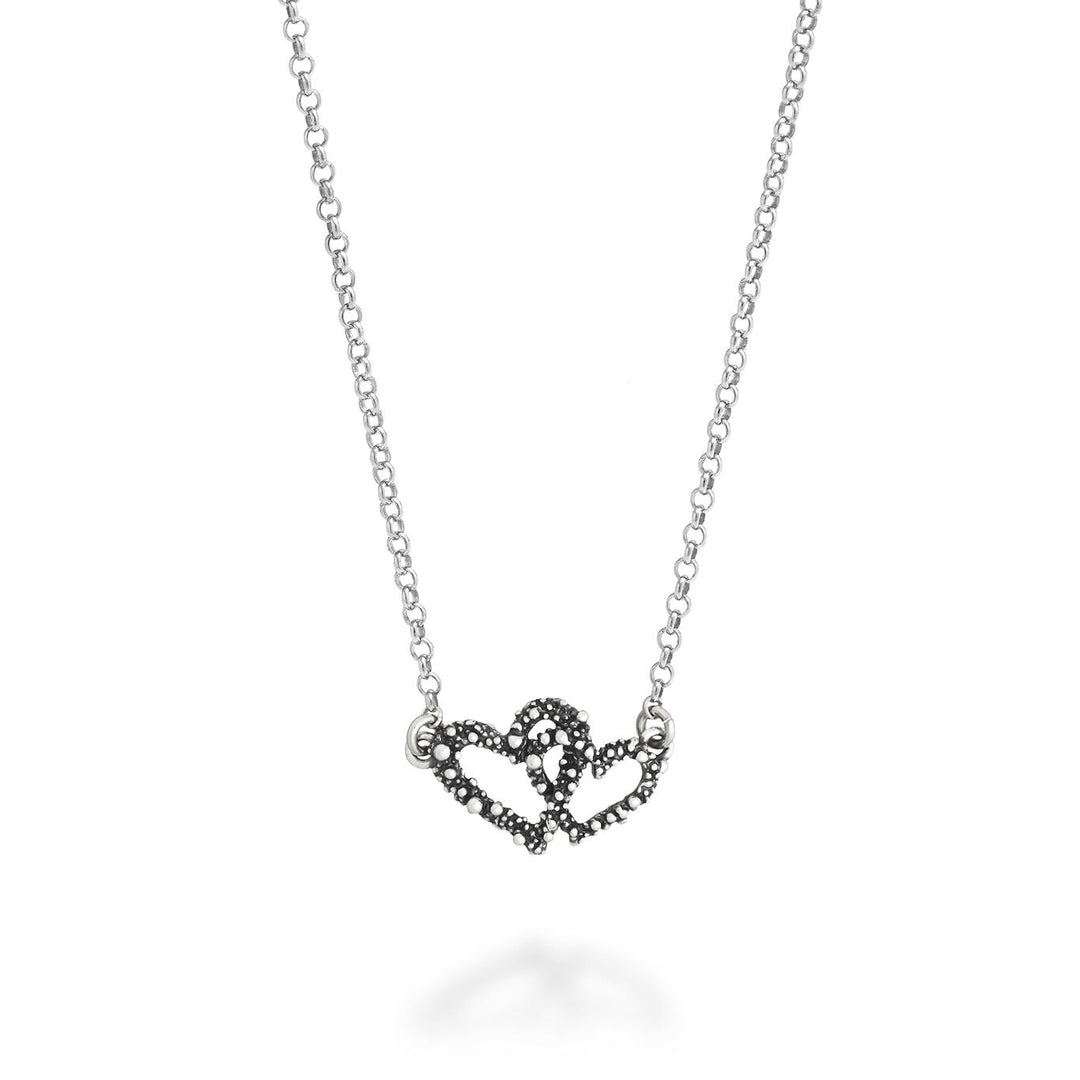 Collar de doble corazón Giovanni Raspini Collar de plata 925 12610