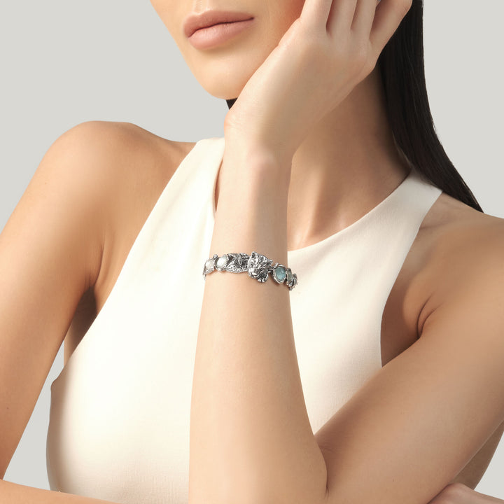 Giovanni Raspini Blue Jaguar Armbånd - Armbånd i 925 sølv, perlemor, bjergkrystal og kvarts - 12684