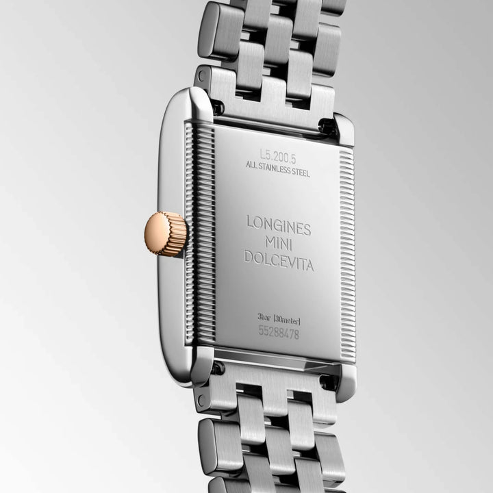 Longines orologio Mini Dolcevita 21.50x29.00mm argento quarzo oro 18kt acciaio L5.200.5.71.7