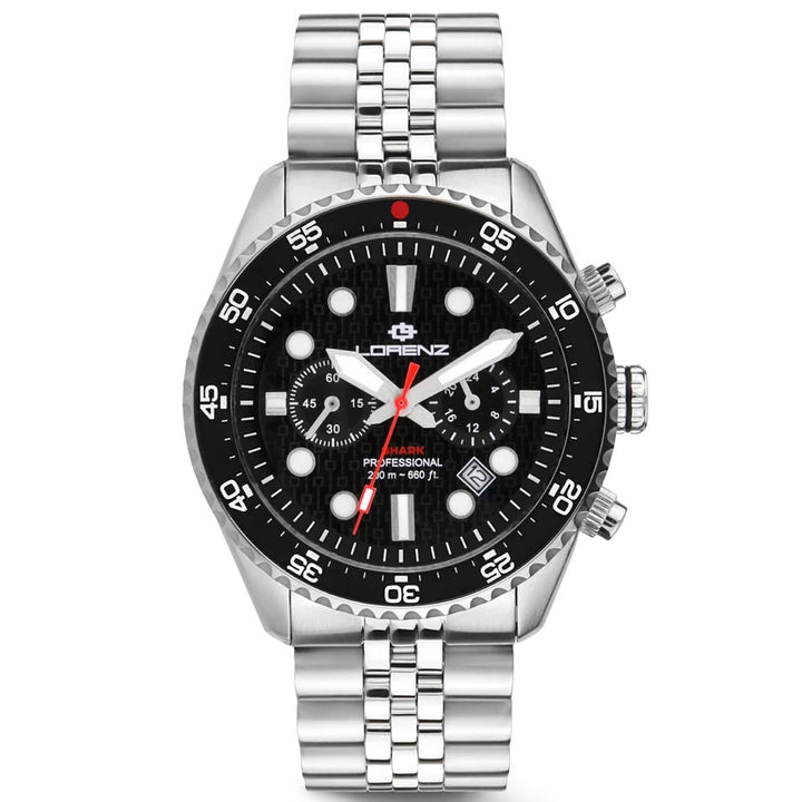 Lorenz Shark 5 Chrono 42mm sort kvartsstålur 030285AA