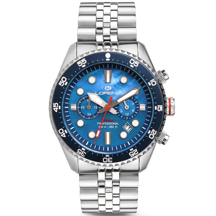 Lorenz Shark 5 Chrono ur 42 mm perlemor blåt kvartsstål 030285BB