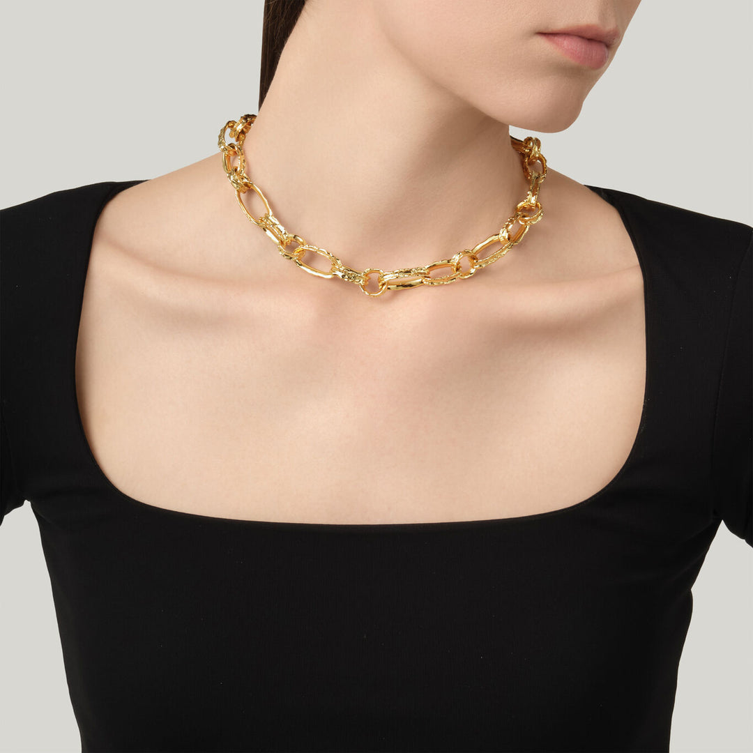 Collar de cadena Giovanni Raspini yuma Collar chapado en oro de 18 kt N0042