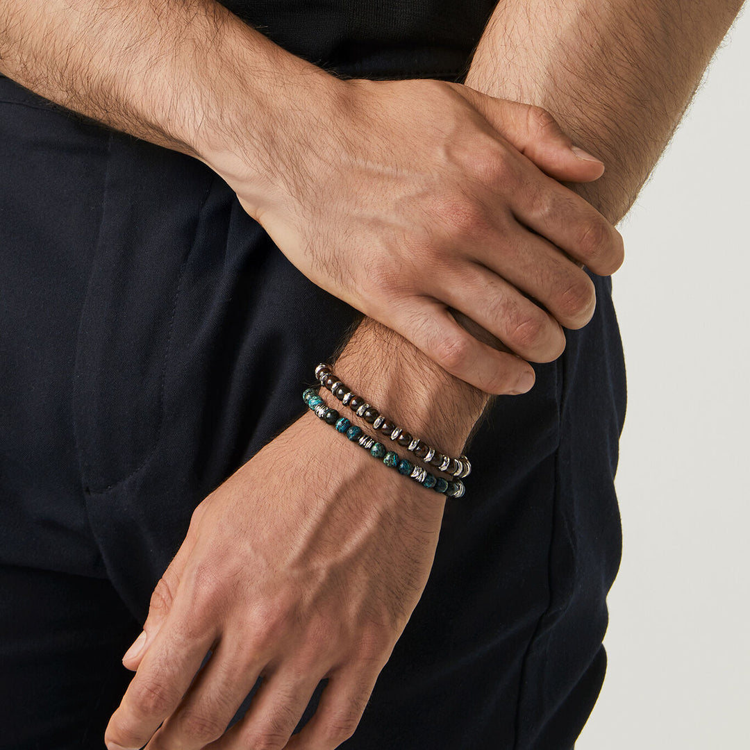 Zestaw tango Giovanni Raspini Bransoletki ze srebra próby 925, zielonego jaspisu i oka byka X01597