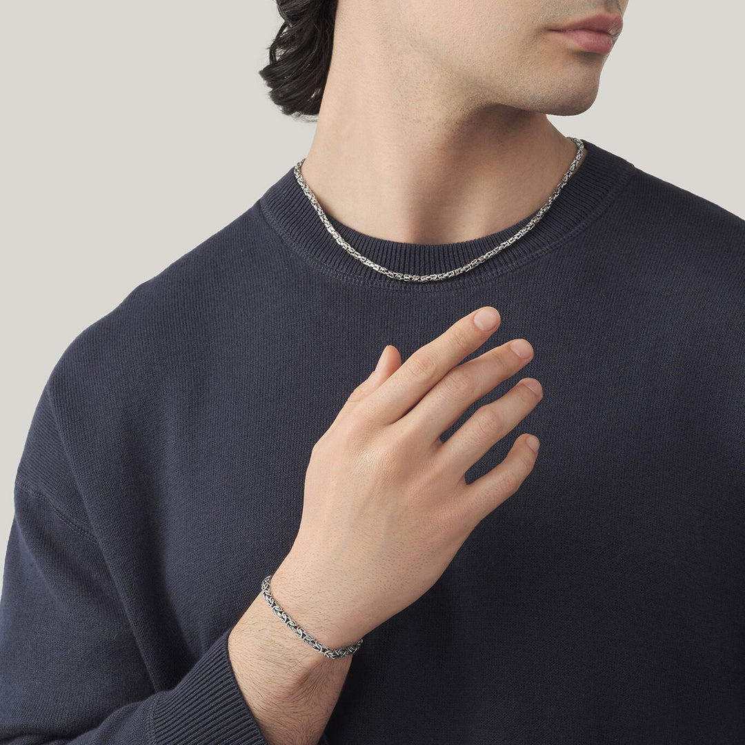 Zestaw Giovanni Raspini Bizantyjski kwadratowy naszyjnik i bransoletka ze srebra 925 X01601