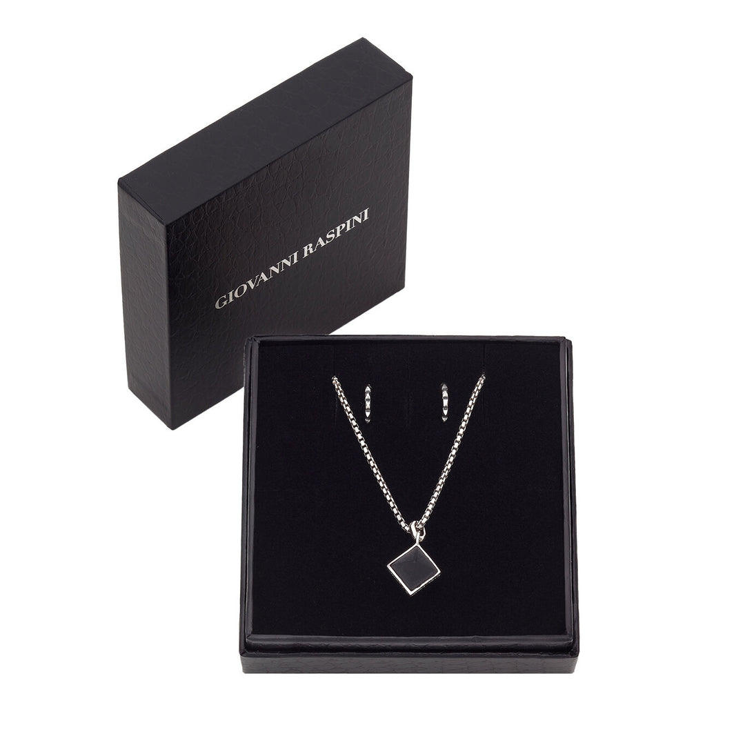 Giovanni Raspini stud szett Nyaklánc 925 ezüst és fekete gyantából. 925 ezüst fülbevaló X01602