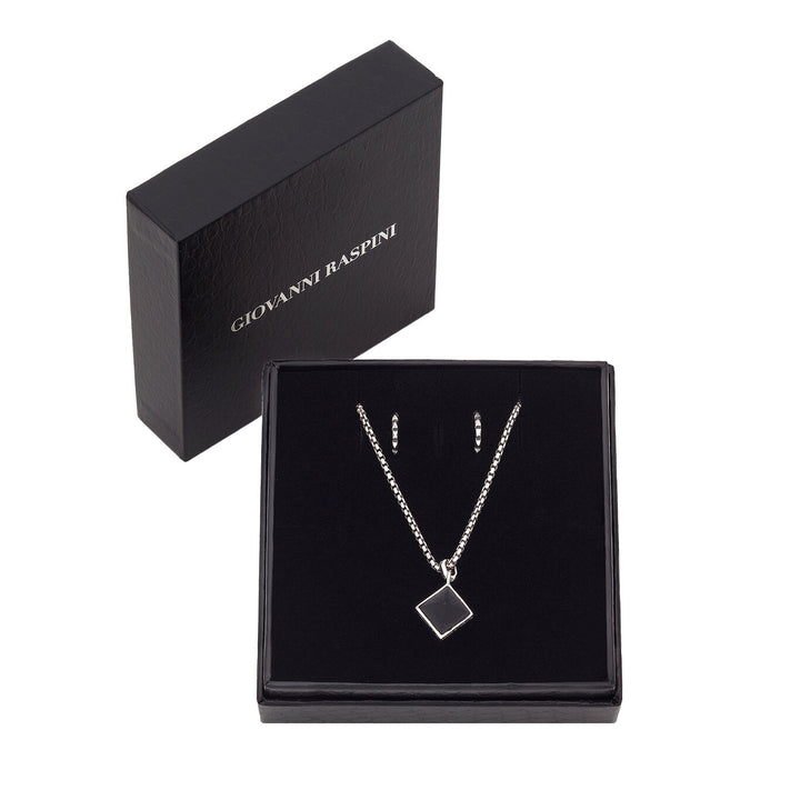 Giovanni Raspini stud szett Nyaklánc 925 ezüst és fekete gyantából. 925 ezüst fülbevaló X01602