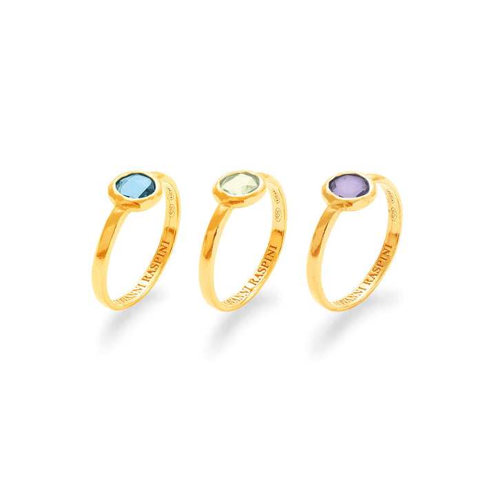 Giovanni Raspini set silmukkasormukset 18 kt kullatut hopeasormukset ja värilliset kristallit X01604