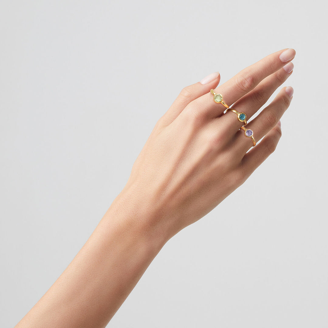 Giovanni Raspini set silmukkasormukset 18 kt kullatut hopeasormukset ja värilliset kristallit X01604