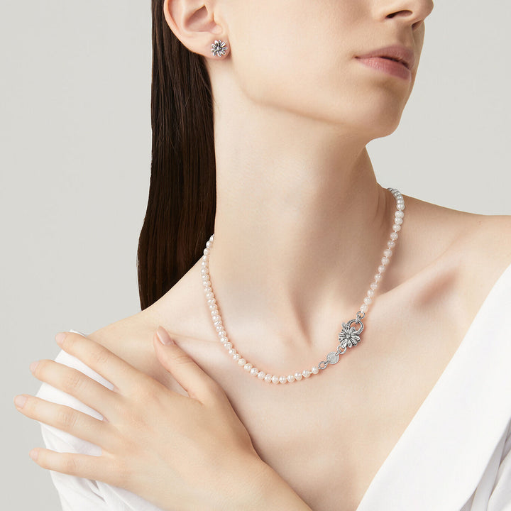 Giovanni Raspini sarja koiranputkea Kaulakoru ja korvakorut 925 hopeaa ja luonnonhelmiä X01609