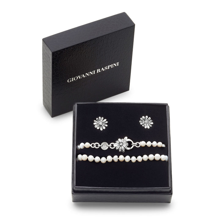 Giovanni Raspini sarja koiranputkea Kaulakoru ja korvakorut 925 hopeaa ja luonnonhelmiä X01609