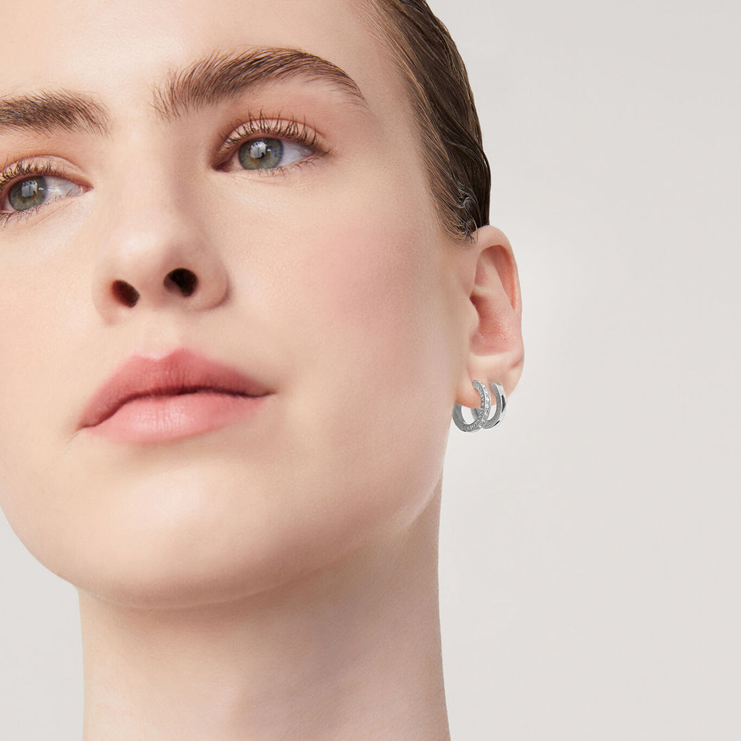 Conjunto huggie Giovanni Raspini em prata e zircões Brincos de argola em prata 925 e zircões X01617