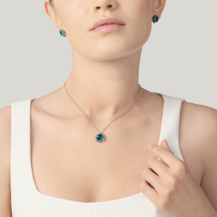 Σετ Giovanni Raspini Κολιέ και σκουλαρίκια από μπλε κισσό σε ασήμι 925 και χρωματιστά κρύσταλλα X01619