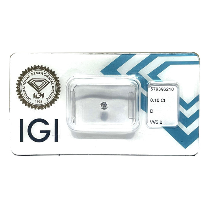 Diamant IGI v blistrovém certifikovaném briliantovém brusu 0,10ct barva D čirost VVS2