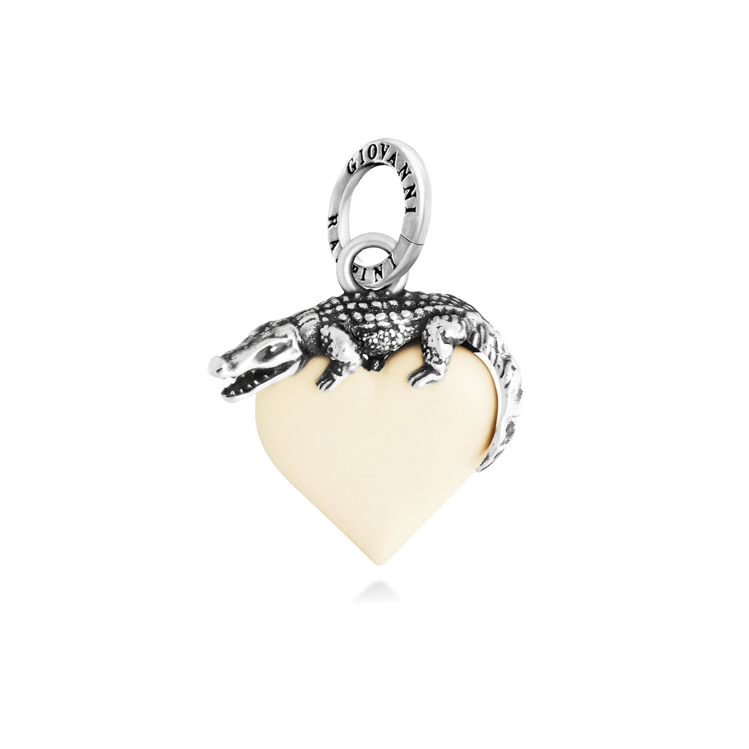 Giovanni Raspini Ivory Crocodile Heart Charm 12472