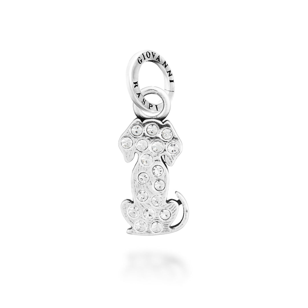 Giovanni Raspini Crystal Dog Charm - hopea- ja zirkonikoru - 12743
