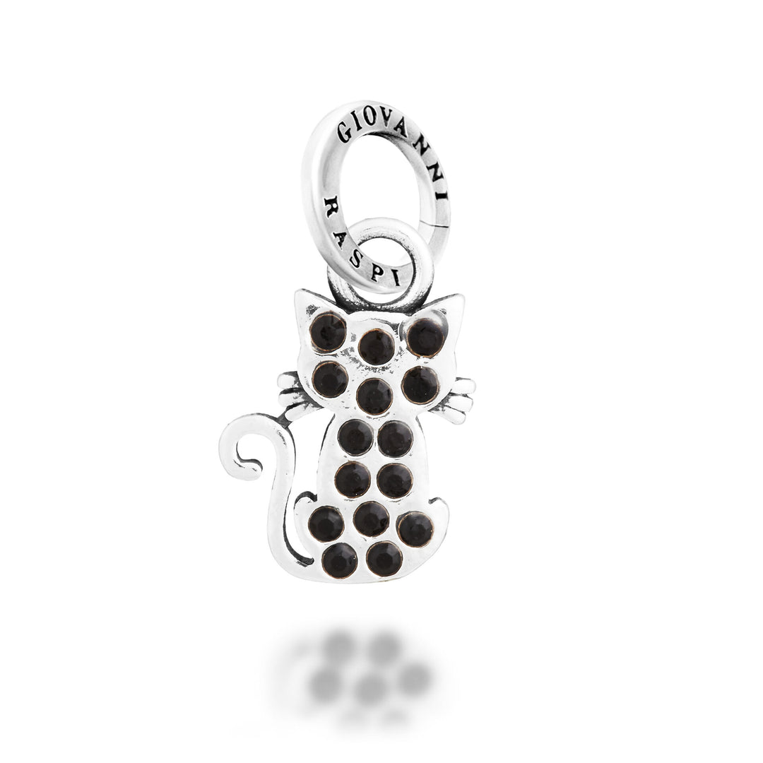 Giovanni Raspini Crystal Cat Charm - Charm de prata e zircão - 12744