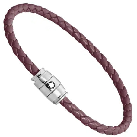 Montblanc 3-ringet stål- og læderarmbånd Meisterstück Cassis str. L 13431368