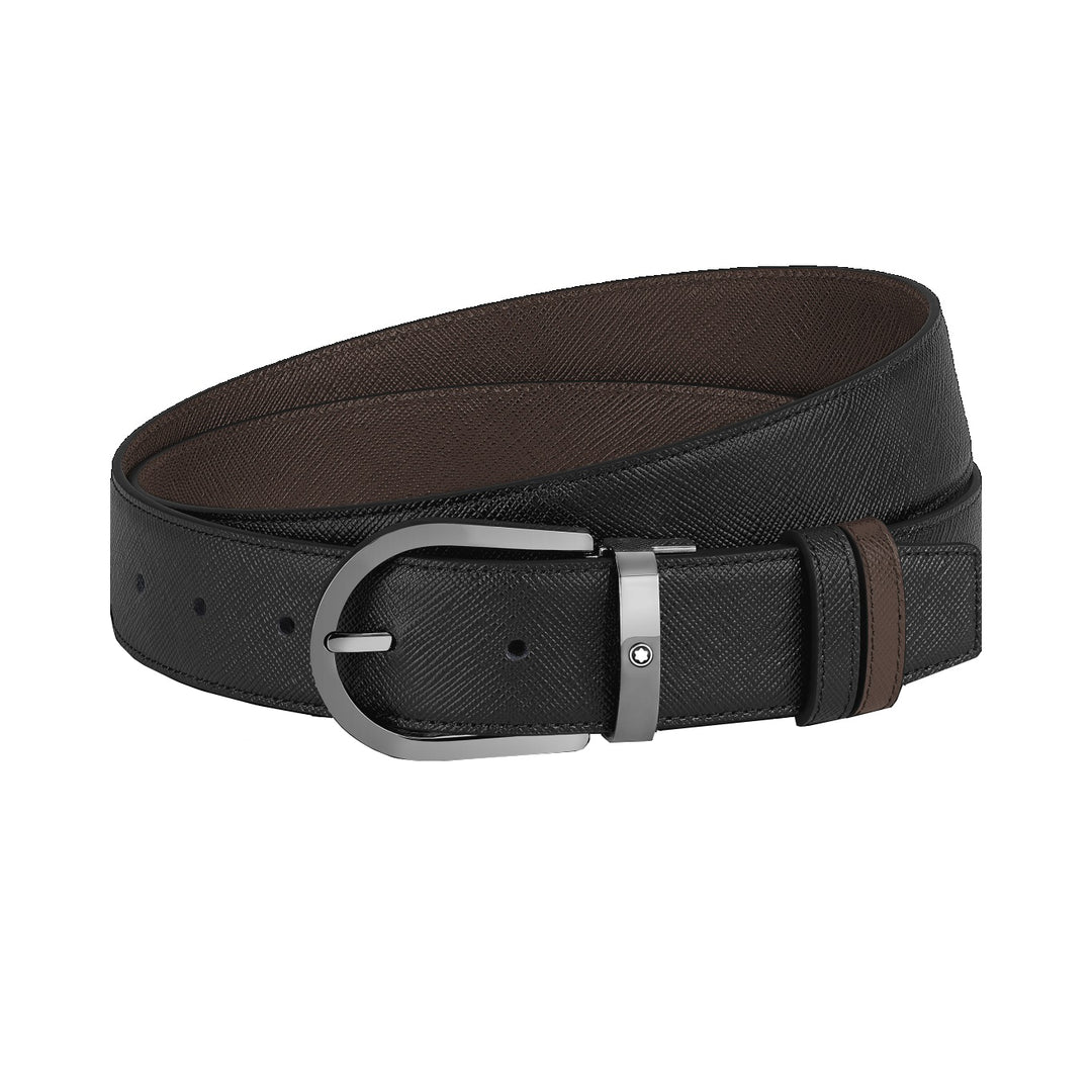 Curea reversibilă Montblanc din piele Sartorial neagră/maro 35 mm 222357