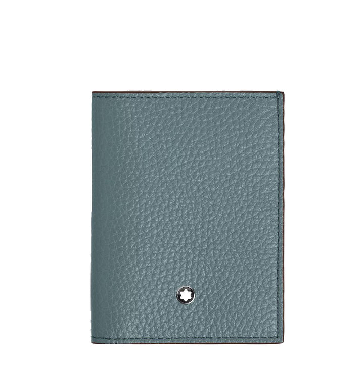 Montblanc mini plånbok 4 fickor isblått narvigt läder 222997