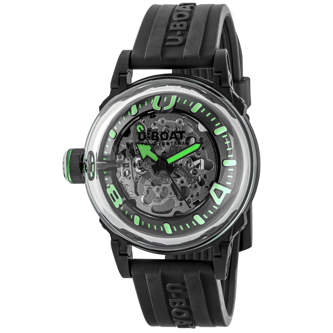 Relógio U-BOAT U-65 44mm verde automático aço preto acabamento PVD 3347