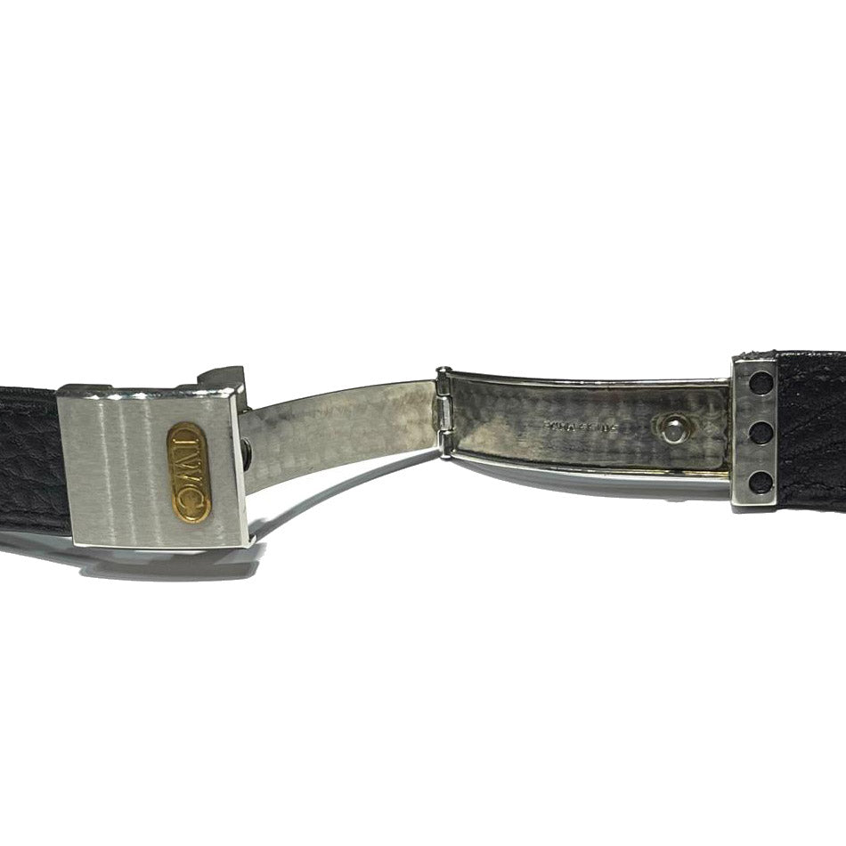 Pulseira de couro IWC completa com fivela de implantação e acessórios de aço para IWC Ingenieur grande IWAC Ingenieur G