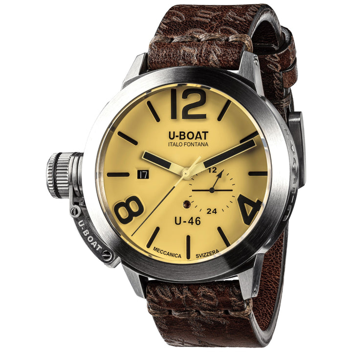 Relógio U-BOAT Classic U-46 46mm bege automático aço 4647