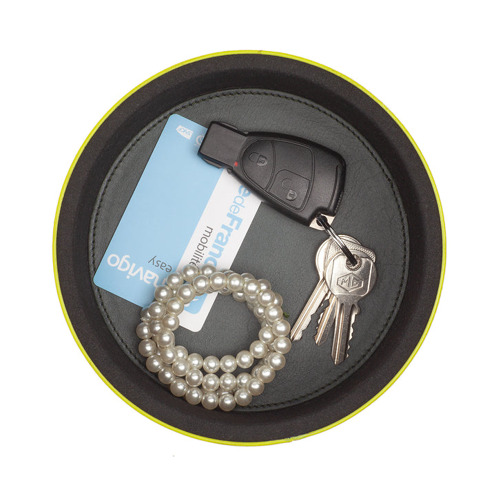 DUDU Designerski skórzany słoik na meble, przechowywanie z pokrywką 10x10cm, uchwyt na gofry, monety, klucze, słodycze, biżuteria