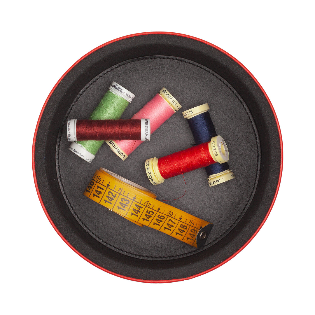 DUDU Designer læderkrukke til møbler, opbevaring med låg 10x10cm, vaffelholder Mønter Nøgler Sliksmykker