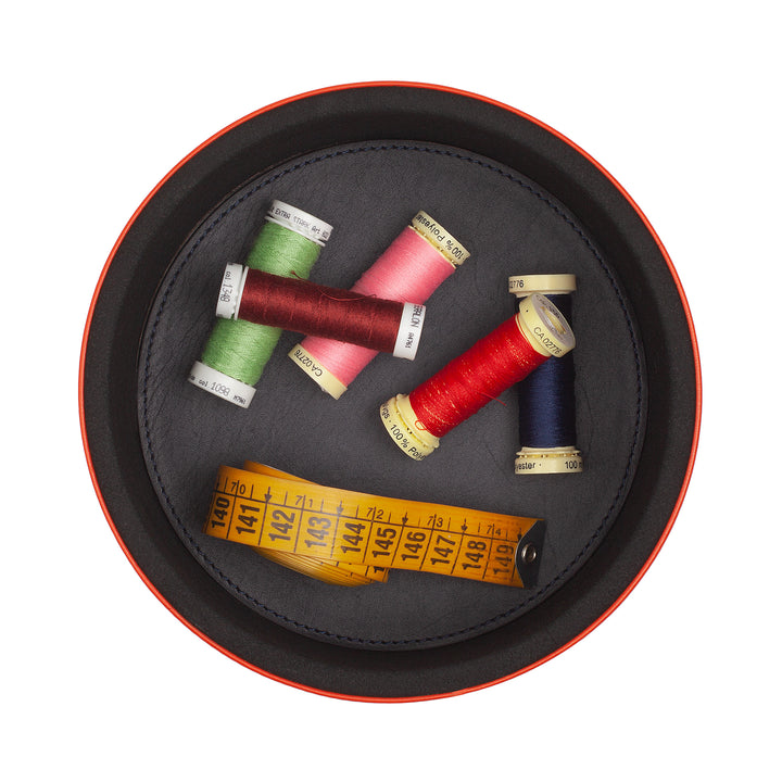 DUDU Designer læderkrukke til møbler, opbevaring med låg 10x10cm, vaffelholder Mønter Nøgler Sliksmykker