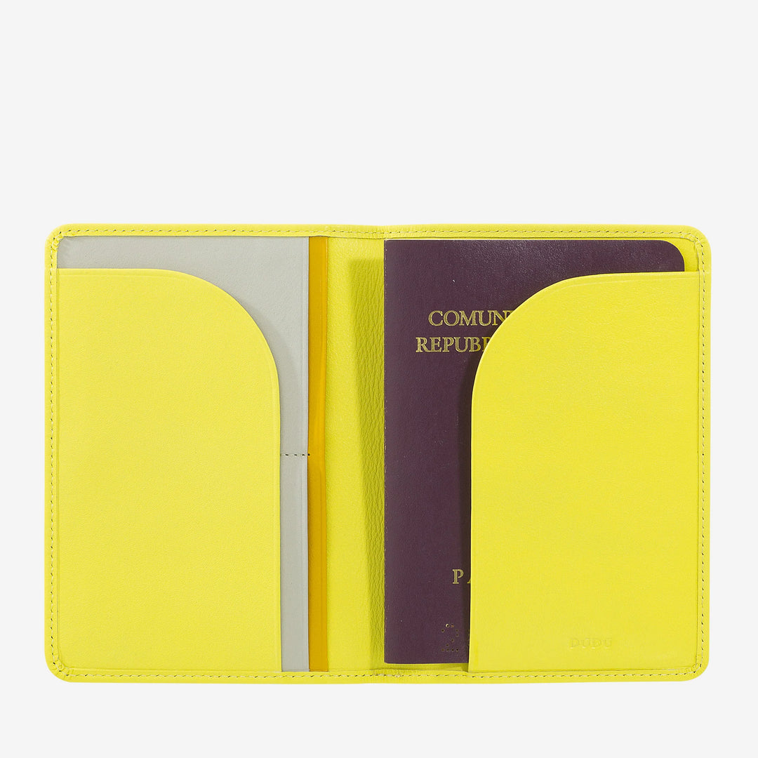 DUDU Travel - Funda de piel para pasaporte con protección RFID y tarjetero de crédito