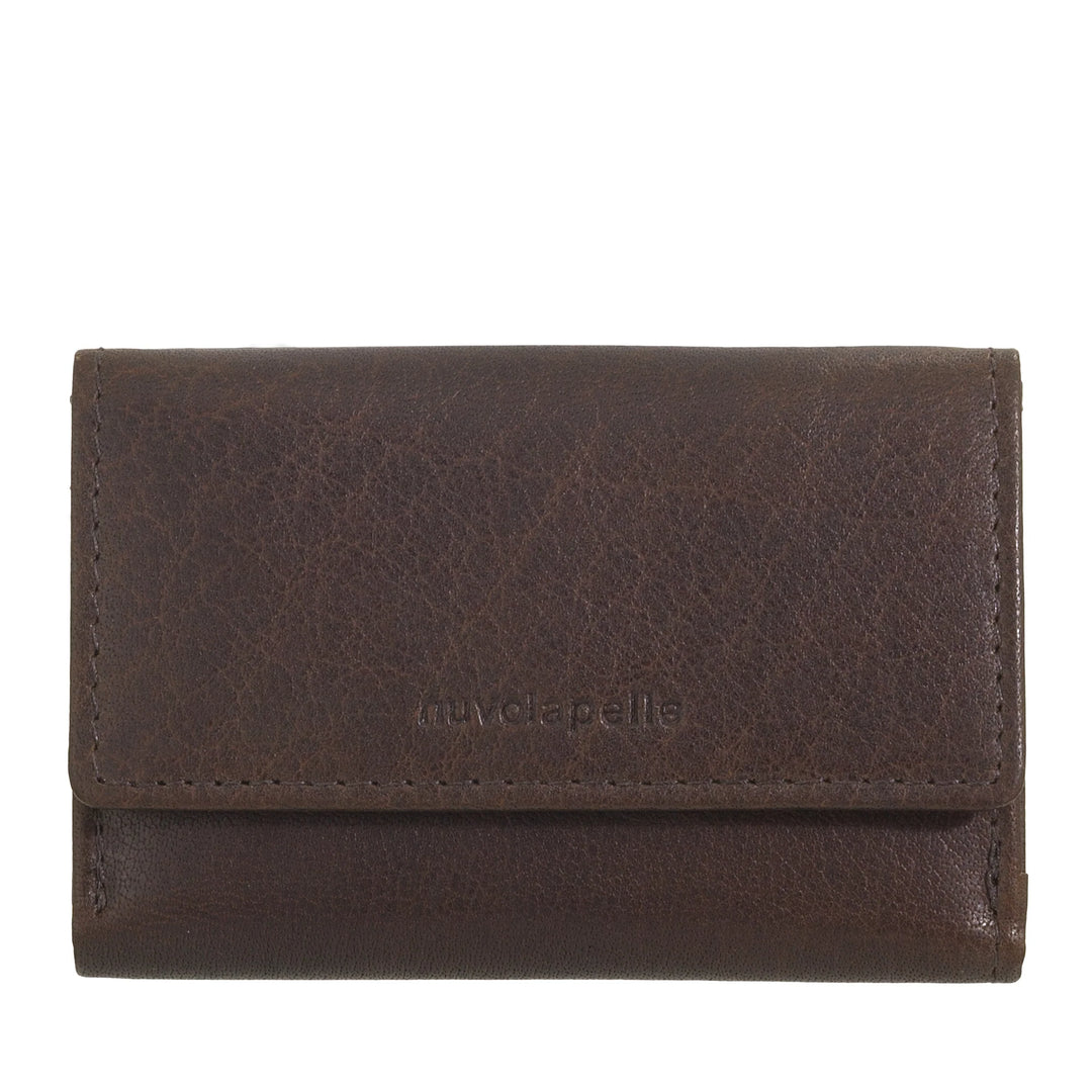 Nuvola Pele Carteira Pequena Masculina em Couro de Búfalo Trifold com Porta-Moedas, Porta-Notas e Porta-Moedas