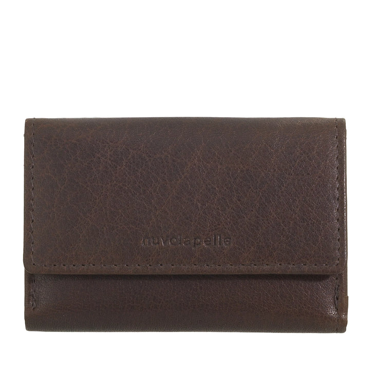 Nuvola Pele Carteira Pequena Masculina em Couro de Búfalo Trifold com Porta-Moedas, Porta-Notas e Porta-Moedas