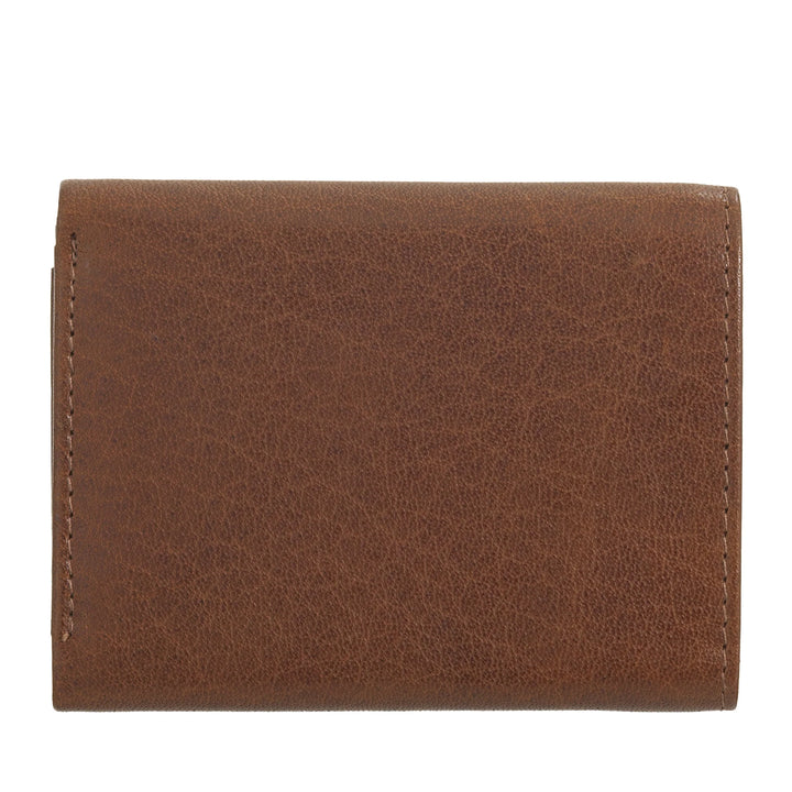 Nuvola Pelle lille pung til mænd og kvinder i bøffellæder - elegant trifold med knap-møntpung, rum til kort, kort og sedler