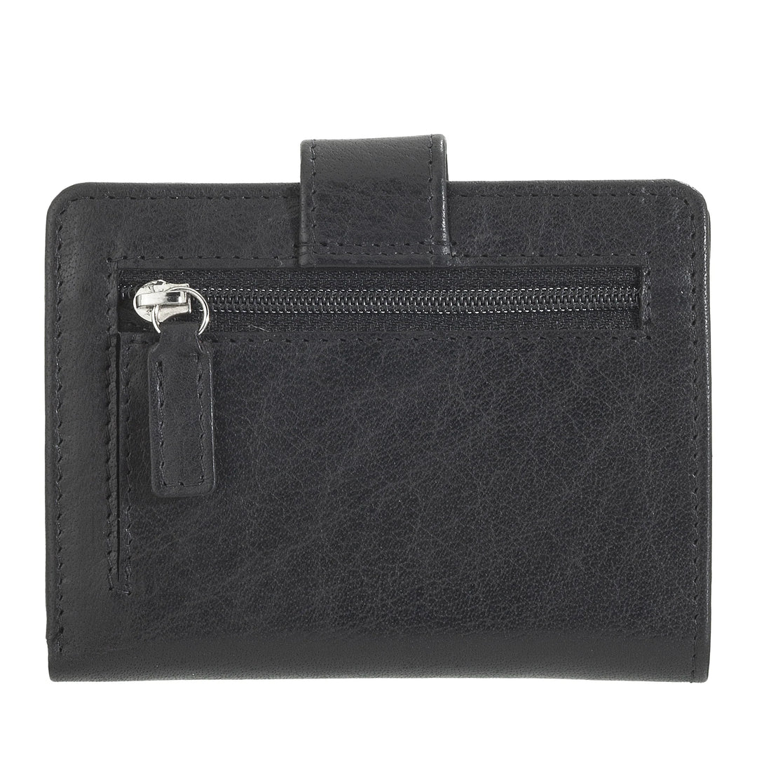 Nuvola Pelle Cartera pequeña para mujer de piel de búfalo - Cartera compacta vintage con monedero con cremallera, tarjetero y billete, cierre con botón