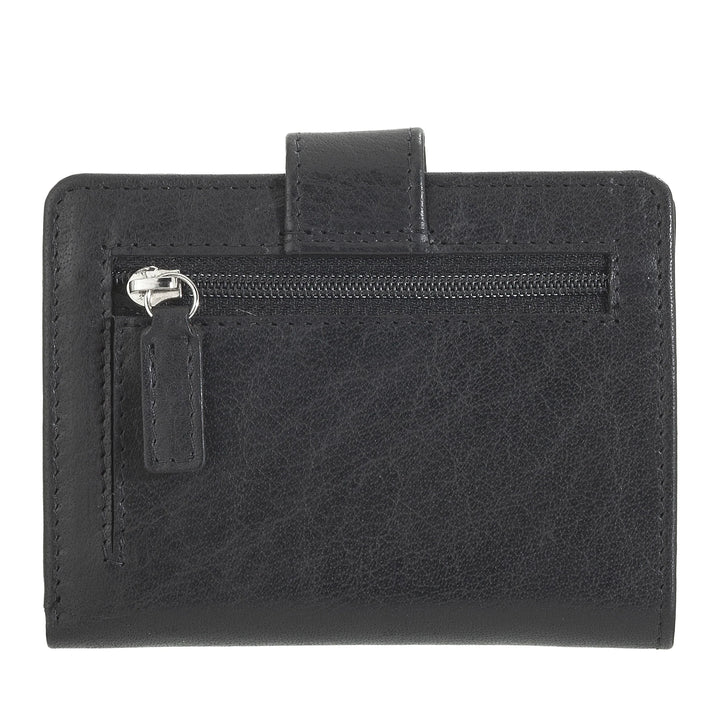 Nuvola Pelle Cartera pequeña para mujer de piel de búfalo - Cartera compacta vintage con monedero con cremallera, tarjetero y billete, cierre con botón