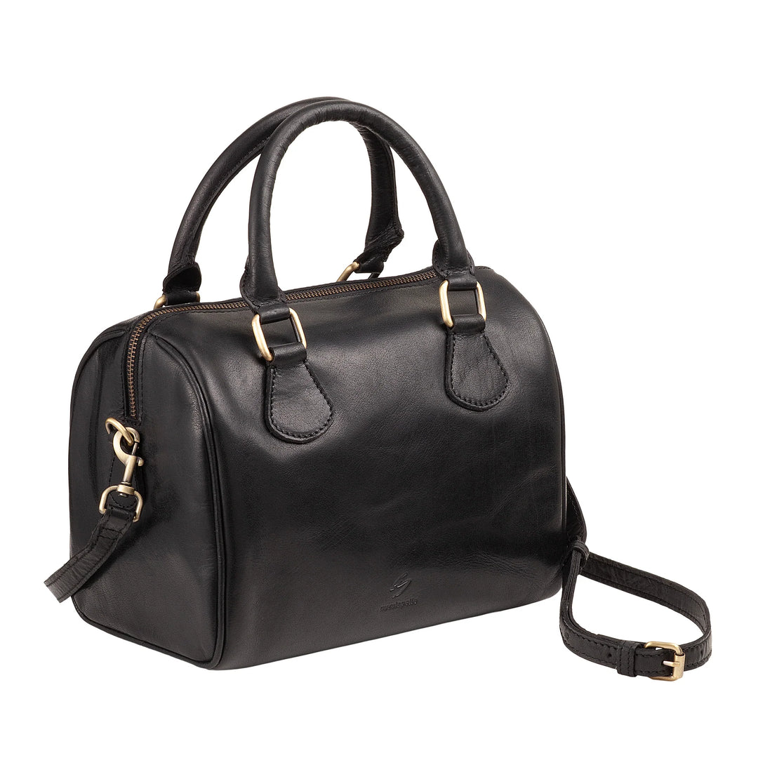Nuvola Pelle Damentasche aus echtem Büffelleder mit verstellbarem Schultergurt – elegante Vintage-Handtasche mit Reißverschluss und Doppelgriff