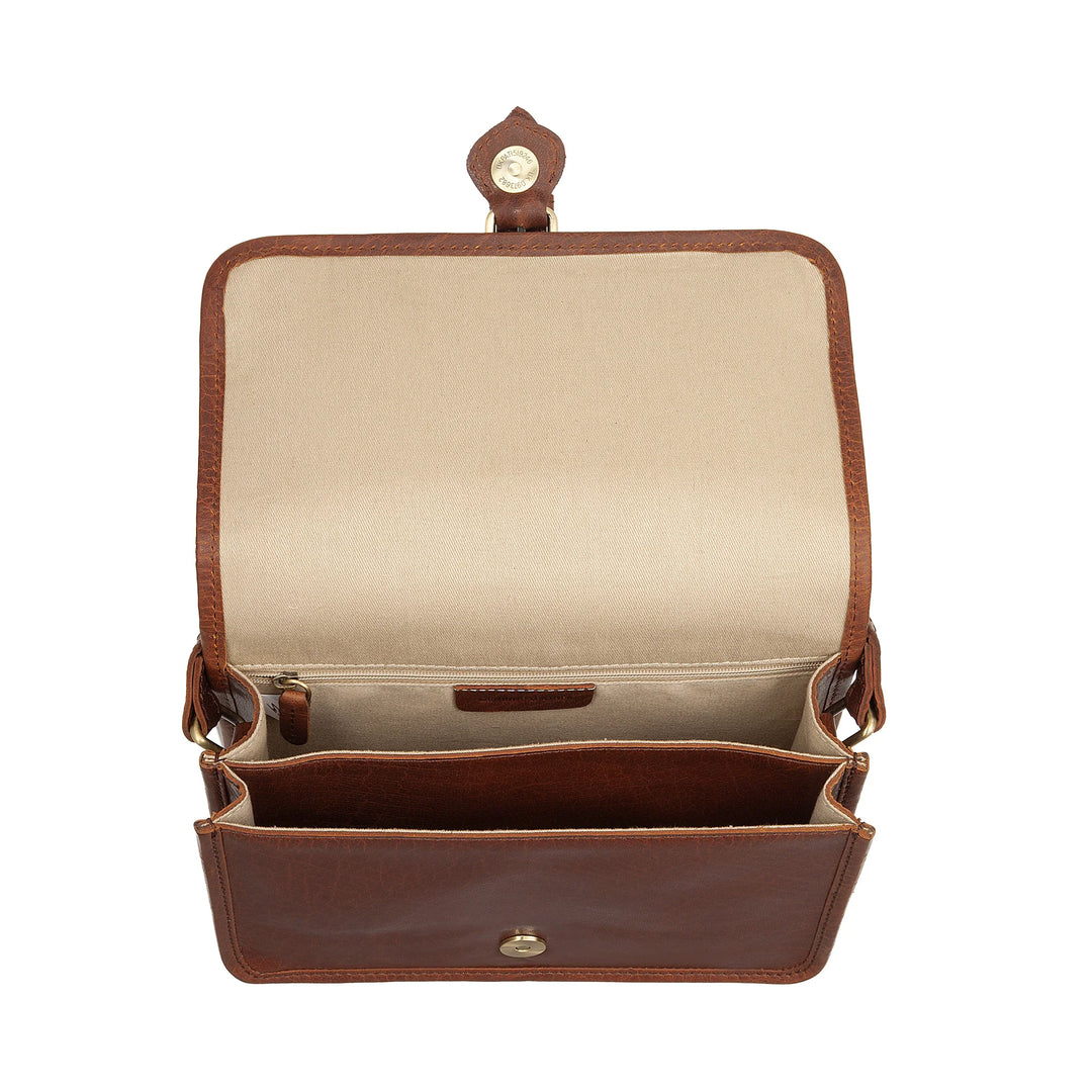 Bolsa de ombro feminina Nuvola Pelle em couro genuíno de búfalo vintage – bolsa elegante com aba pequena e fecho magnético com fivela e alça de ombro ajustável