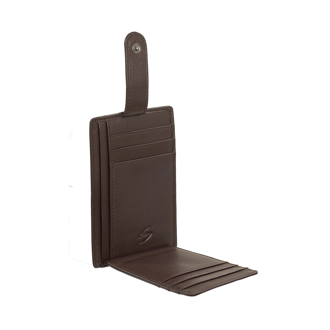 Porta-cartão de crédito masculino ultrafino Nuvola Pelle Slim em couro napa com fecho de botão