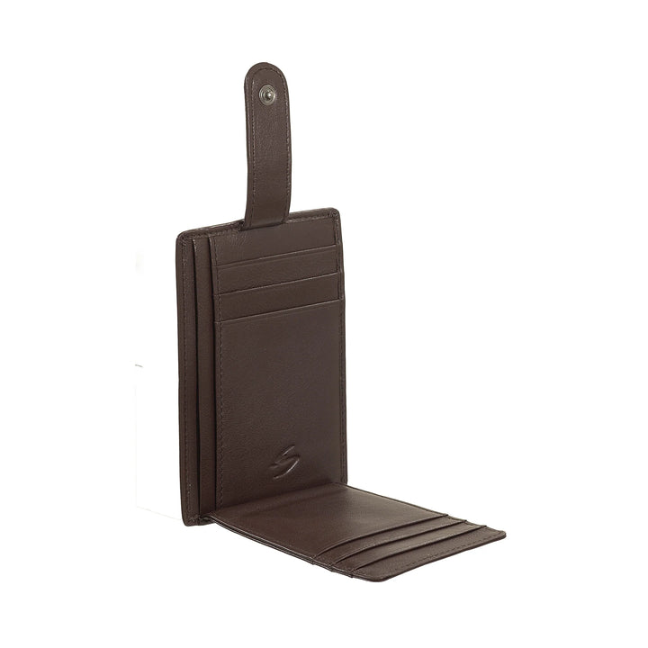 Porta-cartão de crédito masculino ultrafino Nuvola Pelle Slim em couro napa com fecho de botão