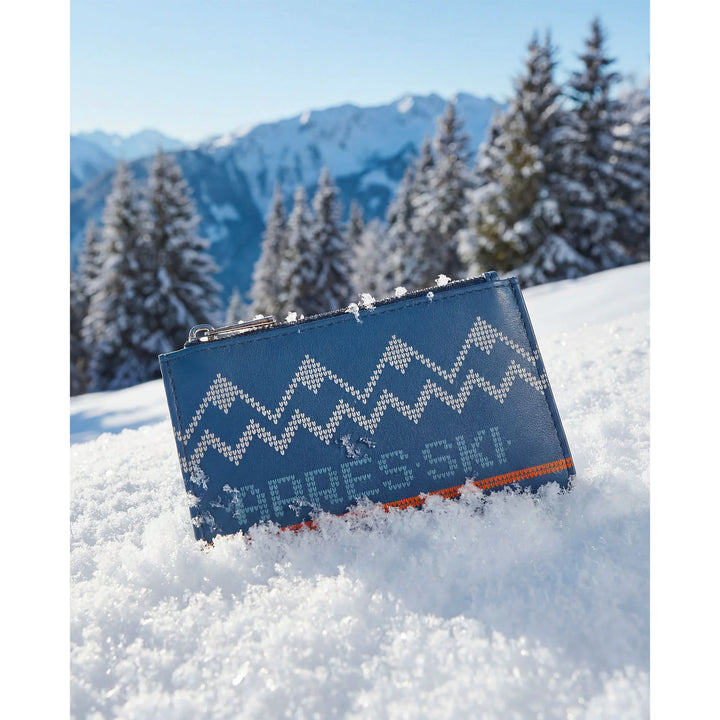 Δερμάτινη θήκη πιστωτικής κάρτας DUDU ανδρική και γυναικεία, λεπτό πορτοφόλι για σκι Small Après, 4 θήκες για κάρτες, φερμουάρ για κέρματα