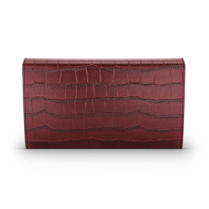 Portofel continental Giovanni Raspini din piele jungle croco burgundy Portofel din piele și decor bronz alb L0033