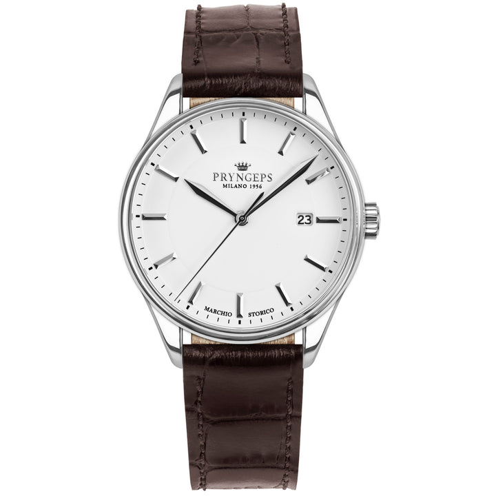 Pryngeps Slim Classic pánské hodinky 41mm bílá křemenná ocel A1214 BI