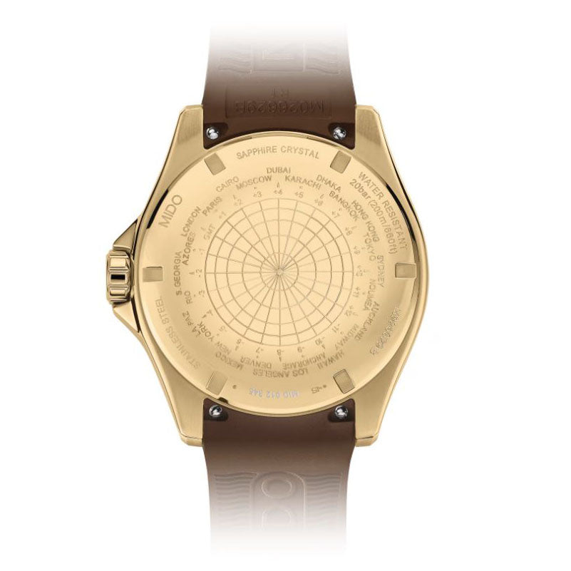 Relógio Mido Ocean Star GMT 44 mm preto automático aço PVD acabamento em ouro amarelo M026.629.37.291.00