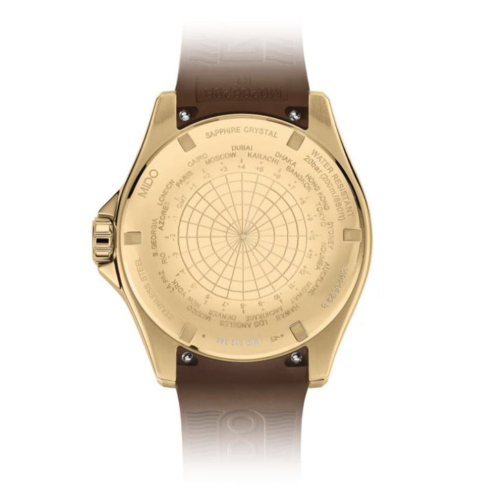 Relógio Mido Ocean Star GMT 44 mm preto automático aço PVD acabamento em ouro amarelo M026.629.37.291.00