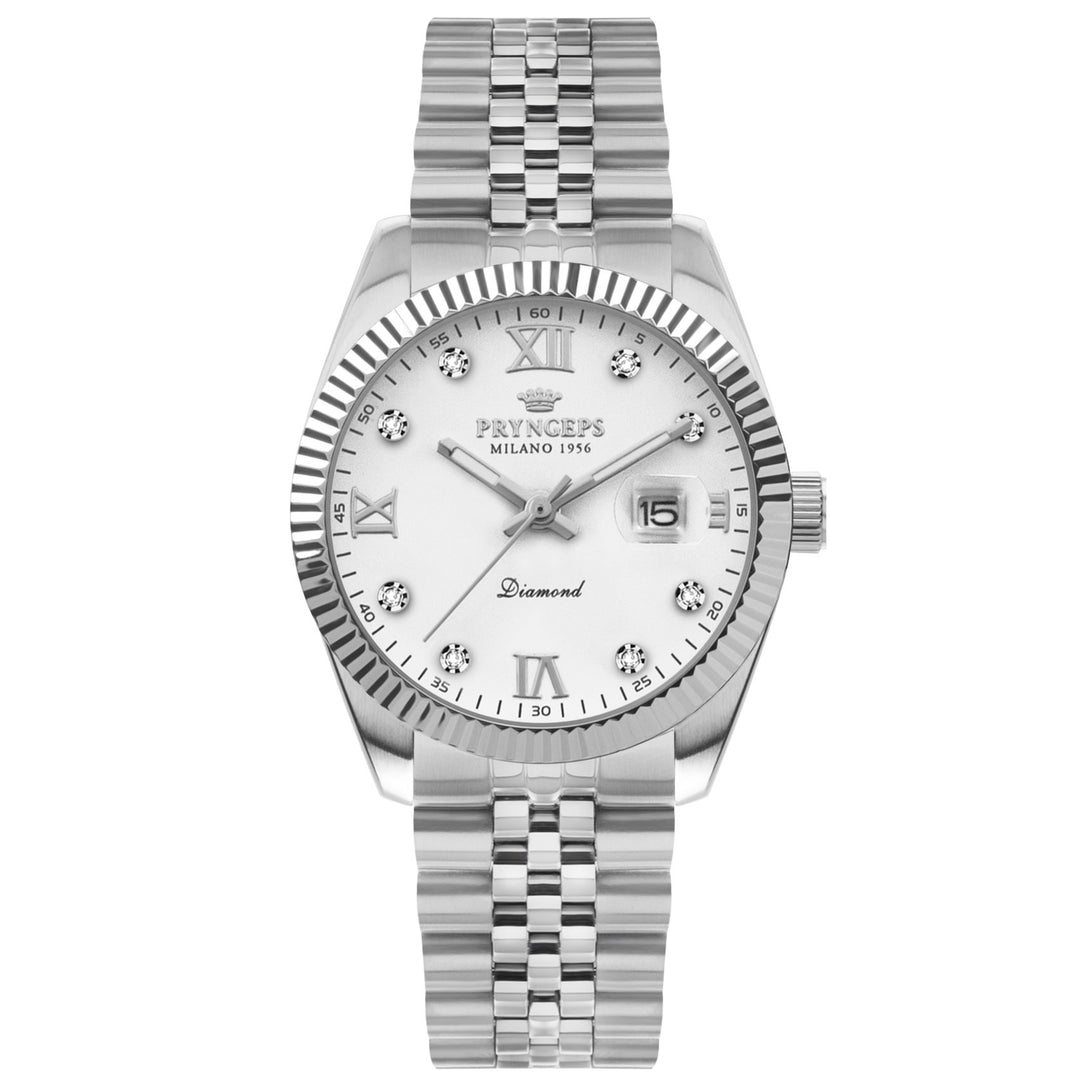 Pryngeps orologio Erre X 40mm bianco brillanti quartz acciaio A821/2QB BI